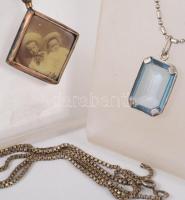 3 darab ezüst (Ag) nyaklánc, medálokkal, közte sérült, jelzett, bruttó 22,6g