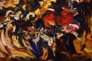 Medgyessy-Kovács Gyula (1963-): Színes kavalkád (cím nélkül). Olaj, vászon. Jelezve balra lent. Kise...