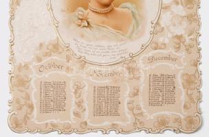 1897 Frauenlob Kalender 1897, naptár díszesen litografált, dombornyomott lapokkal, laponként 3 hónap...
