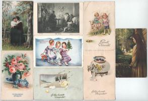 8 db RÉGI zsáner képeslap, közte litho / 8 pre-1945 motive postcards, with litho