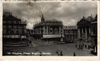 1936 Nagyvárad, Oradea; Piata Regina Maria, Cafe Palace, Reclame Luminoase / Mária királyné tér, szálloda, kávéház, üzletek / square, café, hotel, shops (fl)