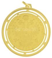 Ausztria 1915. 4 Dukát Au "Ferenc József" utánveret, jelzett Au foglalatban (bruttó: 24,76g / a foglalat 0.750, az érme 0.986) T:AU Austria 1915. 4 Ducat Au "Franz Joseph" restrike, framed in hallmarked Au frame (gross: 24,76g / the frame is 0.750, the coin is 0.986) C:AU Krause KM#2267