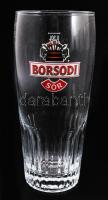 12 darabos Borsodi sörös pohár készlet, eredeti dobozában, m: 15,5 cm + márkás tálca d: 32 cm