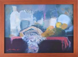 Micska Zoltán (1949-2017): Csendélet (cím nélkül), 2005. Olaj, vászon. Jelzett. Fakeretben, 50×70 cm.