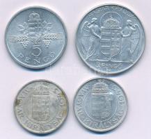1943. 2P hamis sarlós kalapácsos beütővel (2x) + 5P Al "Horthy Miklós születésének 75. évfordulójára" + 1945. 5P Al "Parlament" T:AU-VF