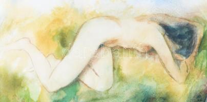 Réti Zoltán (1923-2018): Fekvő női akt. Akvarell, papír, jelezve jobbra lent, üvegezett fakeretben, ...