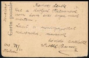 1909 Kézdi Kovács László (1864-1942) és Lenke számára Wirthl Bandi által küldött képeslap
