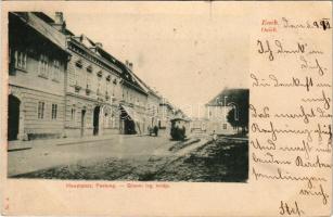 1899 Eszék, Essegg, Osijek; Hauptplatz, Festung / Glavni trg tvrdja / Fő tér, lóvasút. Ottokar Rechnitzer kiadása / main square, horse-drawn railway