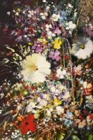 Adilov Kabul (1959-): Virágcsokor. Olaj, farost, jelzett, hátoldalán Art Studio Galéria címkéjével, ...