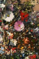 Adilov Kabul (1959-): Virágcsokor. Olaj, farost, jelzett, hátoldalán Art Studio Galéria címkéjével, ...