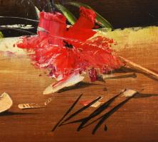 Adilov Kabul (1959-): Virágcsokor. Olaj, farost, jelzett, hátoldalán Art Studio Galéria címkéjével, ...