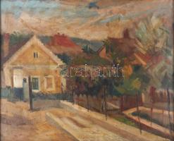 Nuridsány Zoltán (1925-1974): Utcarészlet. Olaj, vászon, jelezve jobbra lent. Dekoratív fakeretben, ...