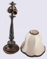 Szecessziós kétégős lámpa, búrával, m: 46 cm