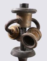 Szecessziós kétégős lámpa, búrával, m: 46 cm