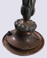 Szecessziós kétégős lámpa, búrával, m: 46 cm