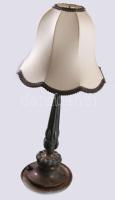 Szecessziós kétégős lámpa, búrával, m: 46 cm