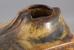 Zsolnay váza, mázas pirogránit kerámia padlóváza. Terv: Fürtös György, jelzett, szájánál kis hibával...