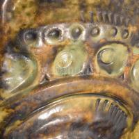 Zsolnay váza, mázas pirogránit kerámia padlóváza. Terv: Fürtös György, jelzett, szájánál kis hibával...