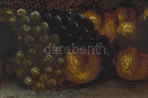Mesterházy Dénes (1900-1949 körül): Csendélet gyümölcsökkel. Olaj, karton, jelzett. Dekoratív fakere...