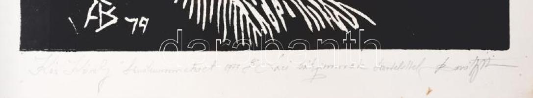 Baróthy Ádám (1945-): Kós Károly, 1979. Linómetszet, papír, jelzett. Baróthy Ádám autográf ajándékoz...