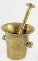 Bronz mozsár törővel, m: 10 cm, törő h: 19 cm