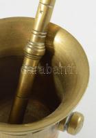 Bronz mozsár törővel, m: 10 cm, törő h: 19 cm