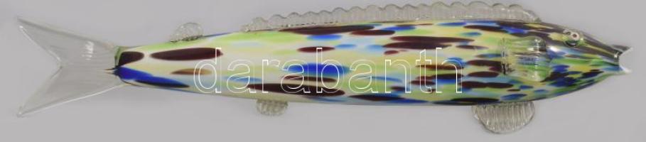 Murano anyagában színezett nagyméretű üveghal, hibátlan, h: 48 cm