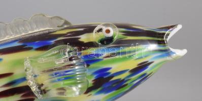 Murano anyagában színezett nagyméretű üveghal, hibátlan, h: 48 cm