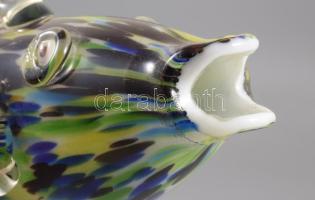 Murano anyagában színezett nagyméretű üveghal, hibátlan, h: 48 cm