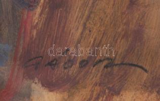 Gádor Emil (1911-1998): Újság. Olaj, papír, jelzett. Üvegezett, dekoratív fakeretben. 36x30 cm