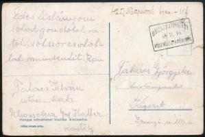 1945 02.14. 18f készpénz bérmentesítésű képeslap Büdszentmihály P.U. levélszekrény bélyegzéssel Kispestre