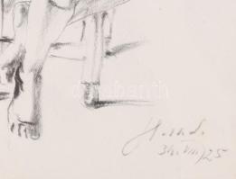 Holló László (1887-1976): Női aktok. Szén, papír, jelzett. Üvegezett fakeretben, 23x29,5 cm