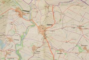 cca 1982 Csongrád és Békés megyék térképe, két részből házilag összeállított, nagyméretű térkép, 82x...