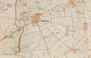 cca 1982 Csongrád és Békés megyék térképe, két részből házilag összeállított, nagyméretű térkép, 82x...