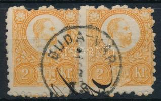 1871 Réznyomat 2kr mindkét irányban elfogazott pár "BUDA-VÁR"