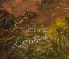 Kocsis Lénárd (1958-): Beszélgetők. Olaj, fa, jelzett. Dekoratív fakeretben, 18x13 cm