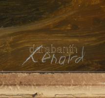 Kocsis Lénárd (1958-): Hölgyhódítás. Olaj, fa, jelzett. Dekoratív fakeretben, 24x18 cm