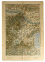 cca 1920 Bécs környékének katonai térképe, 1 : 200.000, Militärgeographisches Institut, kissé viseltes állapotban, 65x46 cm