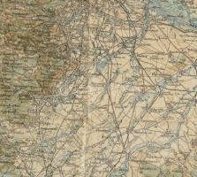 cca 1920 Bécs környékének katonai térképe, 1 : 200.000, Militärgeographisches Institut, kissé viselt...