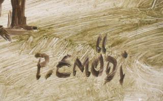 Péliné Emődi Etelka (1945-): Segesvári utcarészlet (Erdély). Olaj, farost, jelzett. Dekoratív fakere...