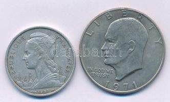 Amerikai Egyesült Államok 1971S 1$ Ag "Eisenhower" + Madagaszkár 1953. 5Fr Al T:AU-XF USA 1971S 1 Dollar Ag "Eisenhower" + Madgascar 1953. 5 Franc Al C:AU-XF