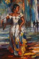 Berkó jelzéssel: Andalúzia (táncosnő). Olaj, farost, jelzett, fakeretben, 30×20 cm