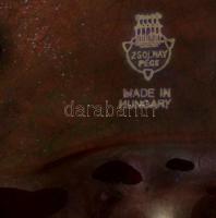 cca 1920/30 Zsolnay kisplasztika - keselyű figurákkal díszített névjegykártyatartó. Savmaratott felü...