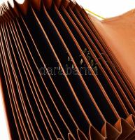 Antik ügyvédi bőr rendezőtáska, sérüléssel, h: 38 cm