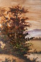 Rudnay jelzéssel: Alkonyat. Olaj, karton, foltos. Dekoratív, sérült fakeretben, 62×81 cm