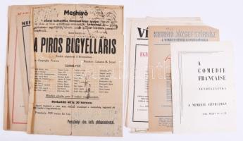 1922-1970 Vegyes színházi nyomtatványok (kisplakátok, műsorfüzetek), összesen 22 db, változó állapotban