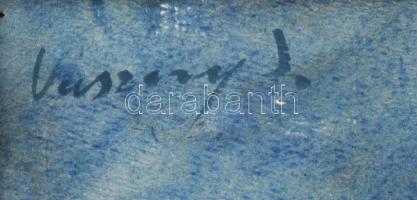 Vaszary J jelzéssel: Csendélet gyümölcsökkel. Akvarell, papír. 35,5×48,5 cm. Dekoratív, sérült faker...