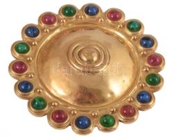 Christian Dior bross, jelzett, aranyozott réz, kristály, d: 9,5 cm, nem hozzávaló dobozzal