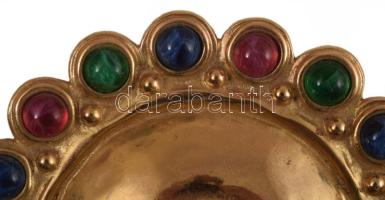 Christian Dior bross, jelzett, aranyozott réz, kristály, d: 9,5 cm, nem hozzávaló dobozzal