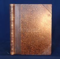 Ipolyi Arnold: A magyar Szent Korona és a koronázási jelvények története és műleírása. A Magyar Tudományos Akadémia megbízásából írta Ipolyi Arnold. Budapest, 1886. Magyar Tudományos Akadémia (Franklin-Társulat ny.) XIV + [2] + 233 + [1] p. Folio. Első kiadás. Ipolyi Arnold (1823-1886) történész, művészettörténész, művelődéstörténész, etnográfus, besztercebányai püspök, a Magyar Történelmi Társulat elnökének munkája az első modern összefoglalás a Szent Korona történetéről és a nemzeti ereklye első komoly művészeti leírása. Oldalszámozáson belül 4 egész oldalas és 27 szövegközi fametszetű illusztrációval. A címlapon régi tulajdonosi bélyegzések, néhány oldalon apró foltosság. Poss.: Czunft Vilmos, Czunft Janka. [dr. Czunft Vilmos (1897-1945) orvos, radiológus, a fővárosi Eötvös Loránd Rádium és Röntgen Intézetnek főorvosa.] Aranyozott gerincű, álbordás korabeli félmaroquin kötésben, pávamintás festésű lapszélekkel. Dekoratív, szép példány.